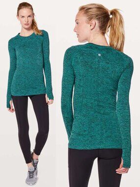 Lululemon Heathered Green Swiftly Crewneck Long Sleeve